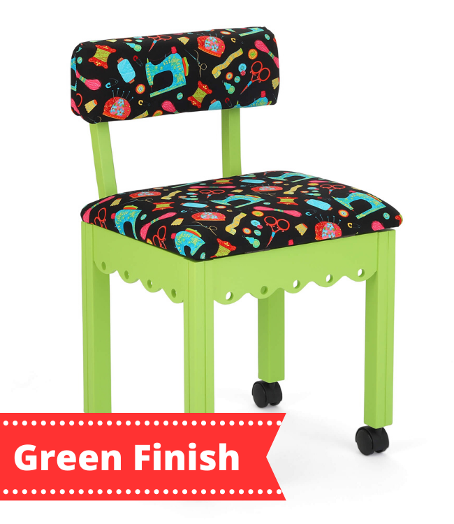 Arrow Green Sewing Chair with Scalloped Base Sewing Notions on