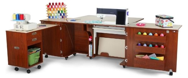  Arrow K8611 Aussie Kangaroo Sewing, Cutting, Quilting, Crafting  Cabinet with Storage, Portable with Wheels and Airlift, Large, White Ash  Finish