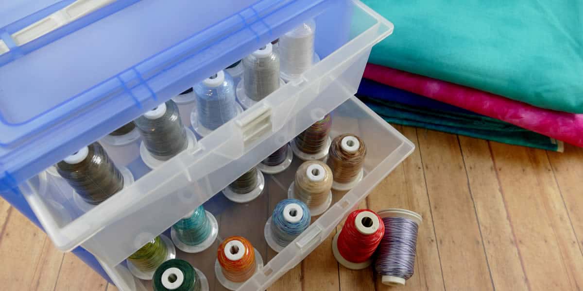 Thread Box and Storage Organiser: Filled: Polyester Machine Embroidery  Thread - Hemline - Groves and Banks