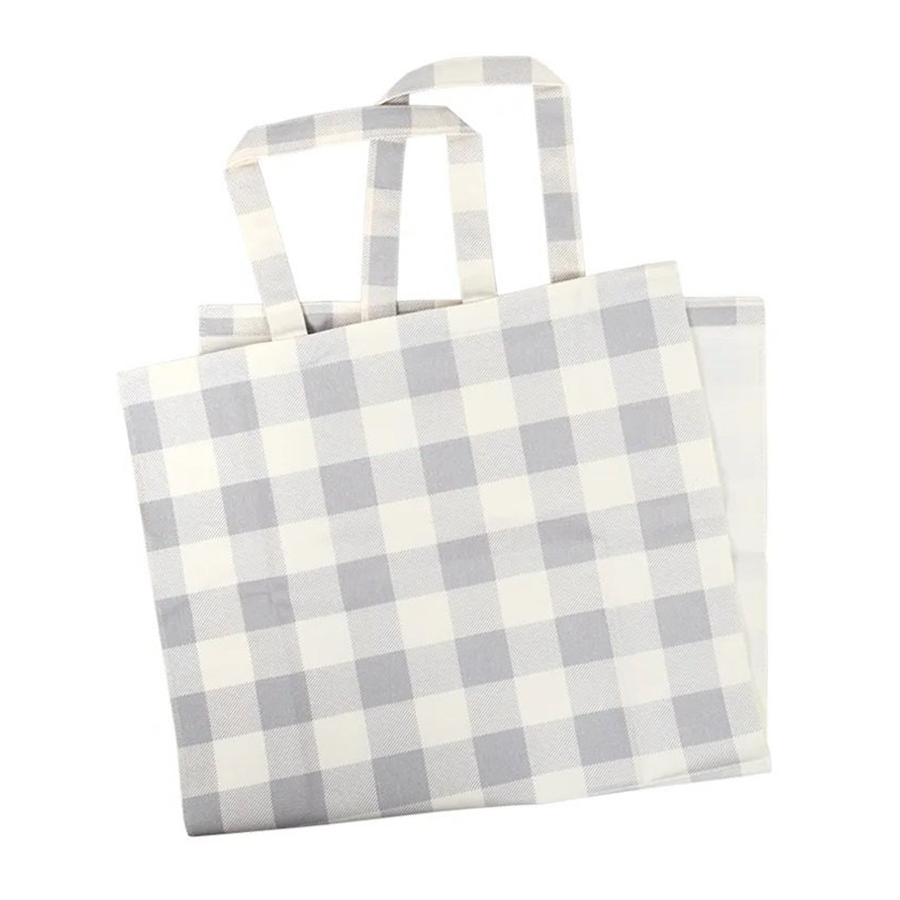 Gray and Cream Buffalo Check Plaid Grey Off White Pattern Tote Bag