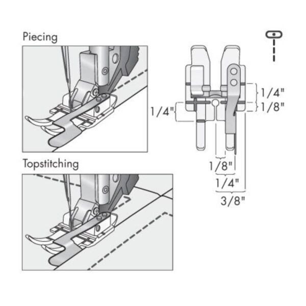 Pfaff Clear 1/4" Right Guide Foot for IDT™ System diagram