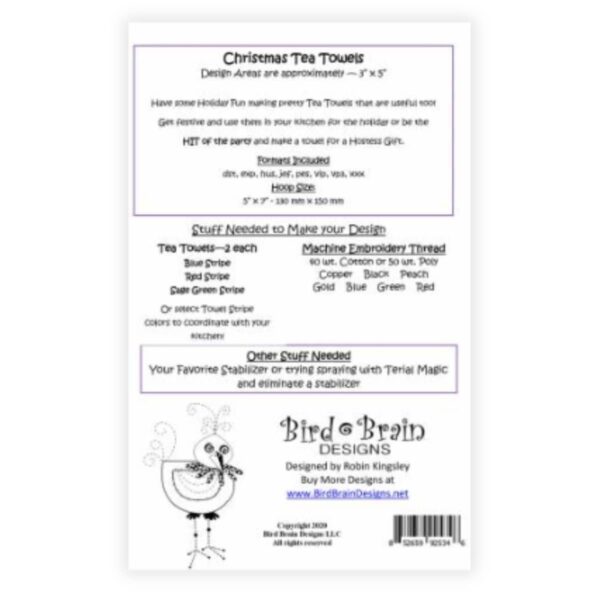 Bird Brain Designs Christmas Tea Towels design details